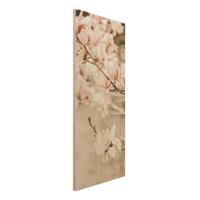 Bilderwelten Holzbild Magnolienzweige im Vintagestil