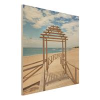 Bilderwelten Holzbild Natur & Landschaft - Quadrat Strandpfad zum Meer in Andalusien