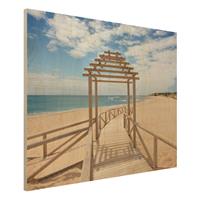 Bilderwelten Holzbild Natur & Landschaft - Querformat 4:3 Strandpfad zum Meer in Andalusien