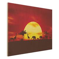 Bilderwelten Holzbild Natur & Landschaft - Querformat 4:3 Sunset Caravan
