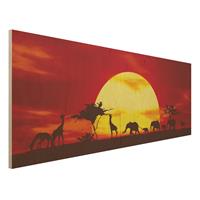 Bilderwelten Holzbild Natur & Landschaft - Panorama Sunset Caravan
