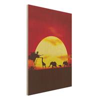 Bilderwelten Holzbild Natur & Landschaft - Hochformat 3:4 Sunset Caravan