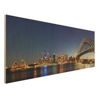 Bilderwelten Holzbild Architektur & Skyline - Panorama Sydney at Night