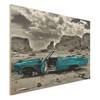 Bilderwelten Holzbild Schwarz-WeiÃŸ - Querformat 3:2 TÃ¼rkiser Cadillac
