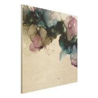 Bilderwelten Holzbild Blumenbogen mit Gold