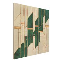 Bilderwelten Holzbild Emerald und Gold Geometrie