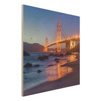 Bilderwelten Holzbild Golden Gate Bridge am Abend