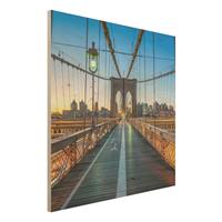 Bilderwelten Holzbild Morgenblick von der Brooklyn Bridge