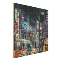 Bilderwelten Holzbild Nachtleben von Seoul