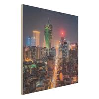 Bilderwelten Holzbild Nachtlichter von Macau