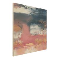 Bilderwelten Holzbild Rosa Sturm mit Gold