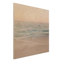 Bilderwelten Holzbild RosÃ©goldener Strand am Morgen