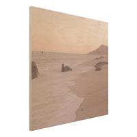 Bilderwelten Holzbild RosÃ©goldener Strand