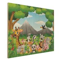Bilderwelten Holzbild Tiere - Querformat 4:3 Wilde Dschungeltiere