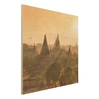 Bilderwelten Holzbild Sonnenuntergang Ã¼ber Bagan