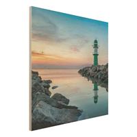 Bilderwelten Holzbild Sunset at the Lighthouse