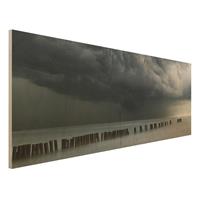 Bilderwelten Holzbild Natur & Landschaft - Panorama Sturmwolken Ã¼ber der Ostsee
