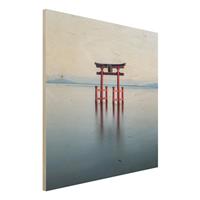 Bilderwelten Holzbild Torii im Wasser