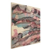 Bilderwelten Holzbild Wellenreiten in Violett mit RosÃ©gold