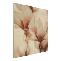 Bilderwelten Holzbild Zarte MagnolienblÃ¼ten im Lichtspiel