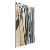 Bilderwelten Holzbild Blau und Beige Streifen