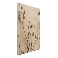 Bilderwelten Holzbild Dunkle Knospen am Wildblumenzweig