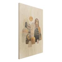 Bilderwelten Holzbild Gold Berge mit Mond