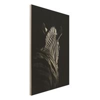 Bilderwelten Holzbild Schwarz-WeiÃŸ - Hochformat 2:3 Dunkle Zebra Silhouette