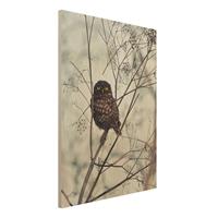 Bilderwelten Holzbild Tiere - Hochformat 3:4 Eule im Winter