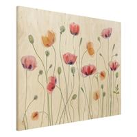 Bilderwelten Holzbild Blumen - Querformat 4:3 Klatschmohn Party