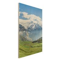 Bilderwelten Holzbild Schweizer Alpenpanorama