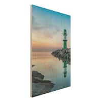 Bilderwelten Holzbild Sunset at the Lighthouse