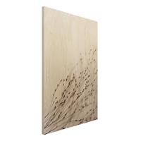 Bilderwelten Holzbild Zarte GrÃser im Windschatten