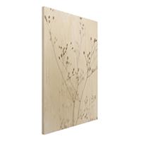 Bilderwelten Holzbild Zarte Knospen am Wildblumenzweig