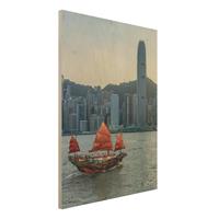 Bilderwelten Holzbild Dschunke im Victoria Harbour