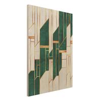 Bilderwelten Holzbild Emerald und Gold Geometrie