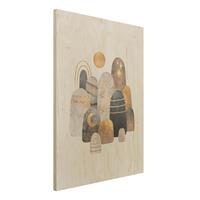 Bilderwelten Holzbild Gold Berge mit Mond