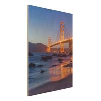 Bilderwelten Holzbild Golden Gate Bridge am Abend