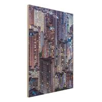 Bilderwelten Holzbild Hongkong Lichtermeer