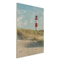 Bilderwelten Holzbild Leuchtturm an der Nordsee