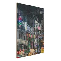 Bilderwelten Holzbild Nachtleben von Seoul