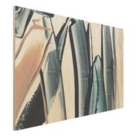Bilderwelten Holzbild Blau und Beige Streifen