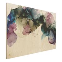Bilderwelten Holzbild Blumenbogen mit Gold