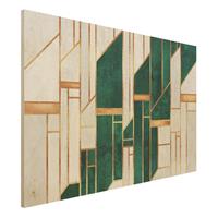 Bilderwelten Holzbild Emerald und Gold Geometrie
