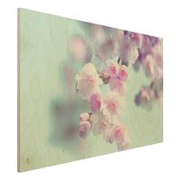 Bilderwelten Holzbild Farbenfrohe KirschblÃ¼ten
