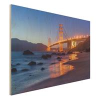 Bilderwelten Holzbild Golden Gate Bridge am Abend