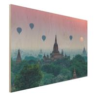 Bilderwelten Holzbild HeiÃŸluftballons Ã¼ber Tempelanlage