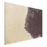 Bilderwelten Holzbild Schwarzer BÃ¼ffel im Portrait