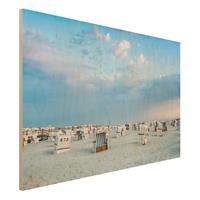 Bilderwelten Holzbild StrandkÃ¶rbe an der Nordsee