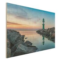 Bilderwelten Holzbild Sunset at the Lighthouse